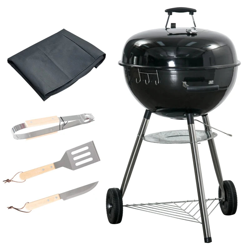 Nancy's Batalha Barbecue - BBQ - Grill - Grillset - Houtskool - Thermometer - Staal - Zwart