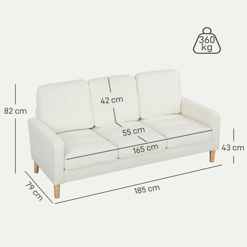 Nancy's Minozzo 3-Zitsbank - Driepersoonsbank - Bank 3 personen - Crèmewit - Fluweel - ± 185 x 80 x 80 cm