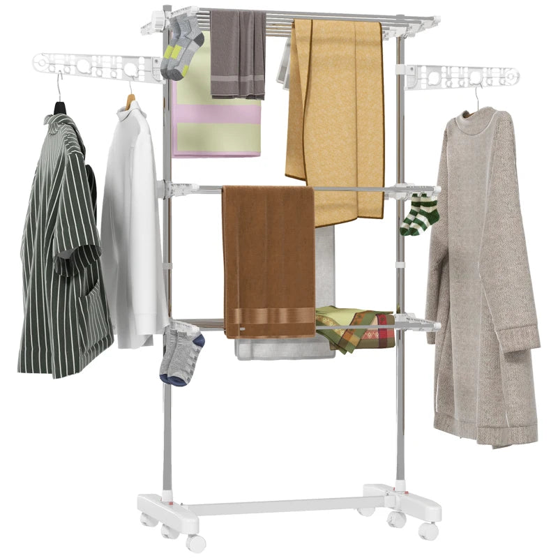 Étendoir à linge Nancy's Romao - Étendoir - Avec roulettes - Pliable - Blanc