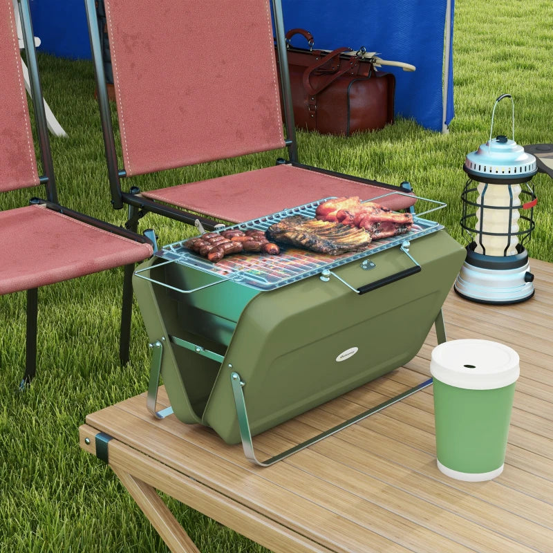 Nancy's Fornelos Mini Barbecue - Compacte Grill - BBQ - Houtskool - Staal - Groen