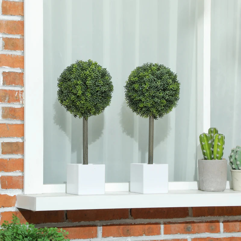 Nancy's Marina Kunstplant - Kunst Buxus - Set van 2 - Groen - 45 cm hoog