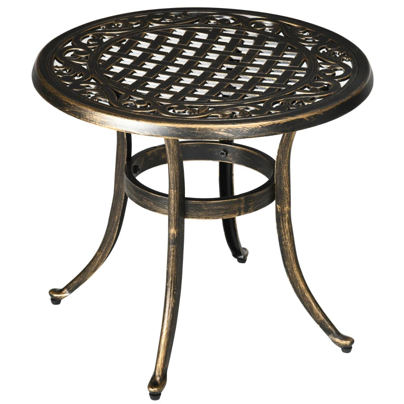Nancy's Roncobello Balkontafel - Bijzettafel voor buiten - Tuintafeltje - Brons - Aluminium - Ø 60 x 52,5 cm