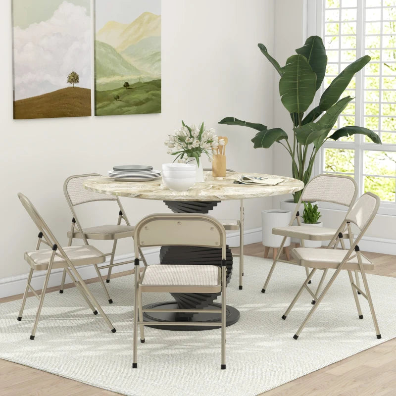 Nancy's Noto Klapstoelen - Set van 6 - Vouwstoel - Beige - Staal / Linnen