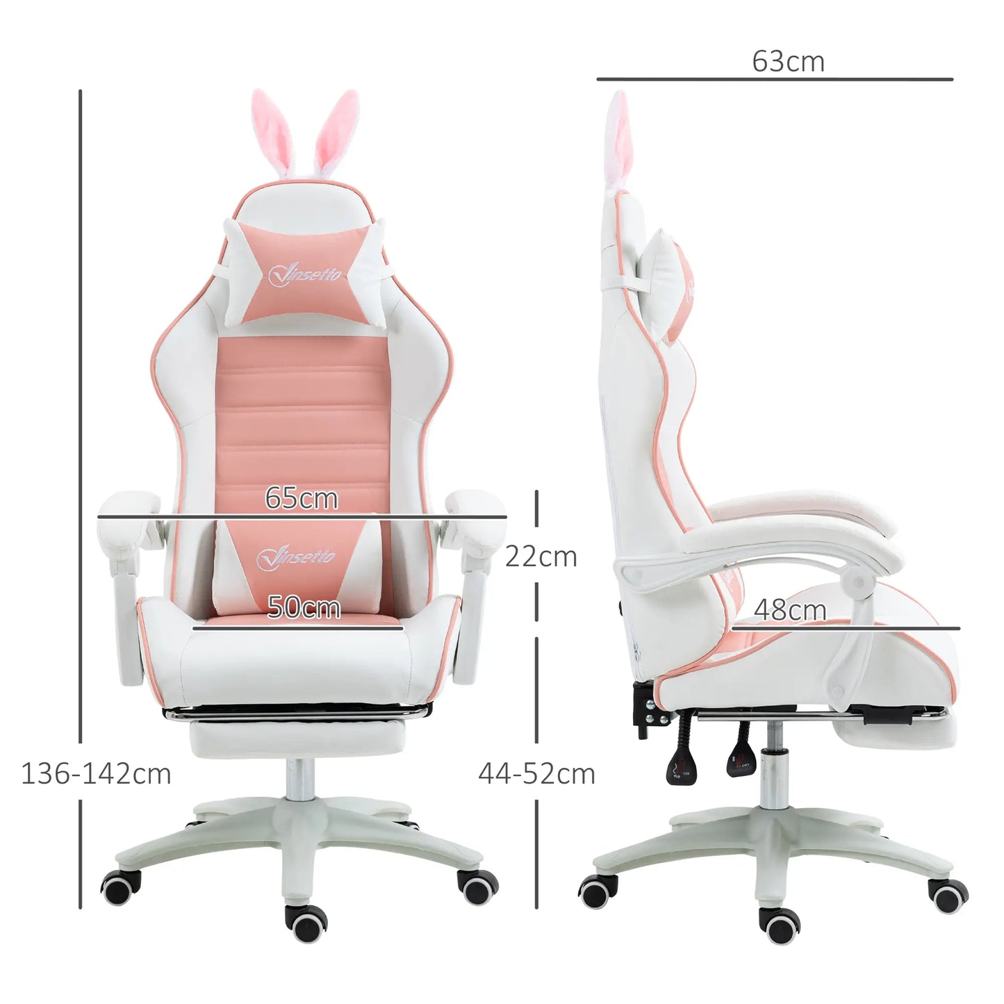 Nancy's Galatone Gamestoel - Gaming Stoel - Computer Stoel - Bureaustoel - Roze / Wit