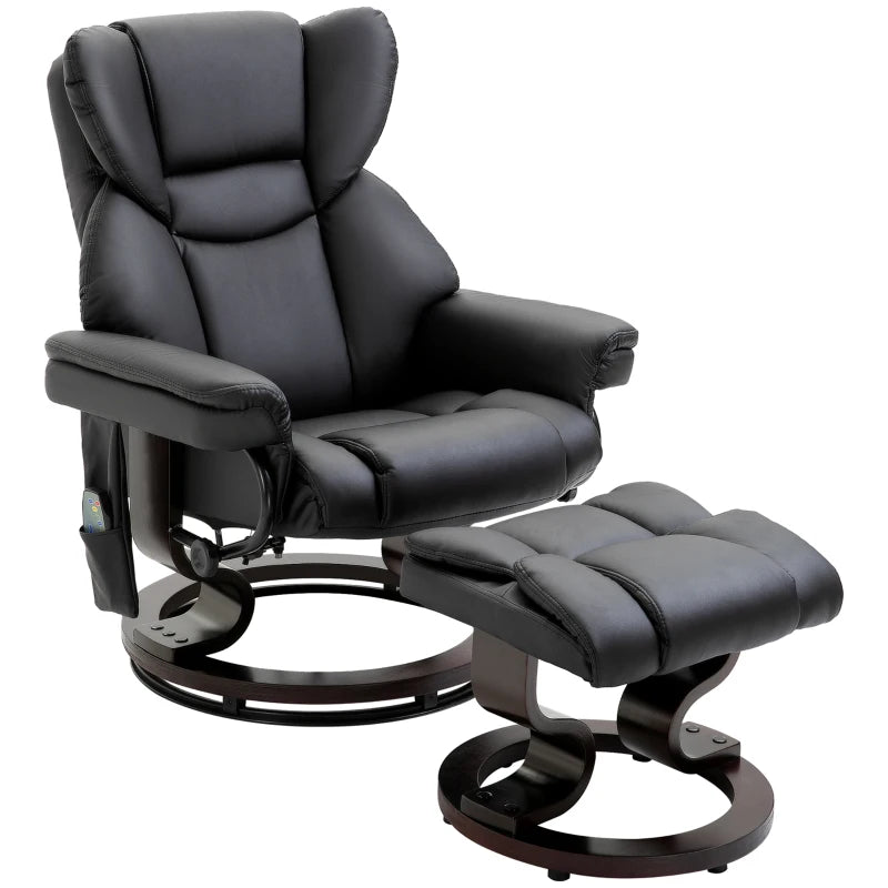 Nancy's Gonca Massagestoel - Relaxfauteuil - Relaxstoel - Verstelbare rugleuning - Draaibaar - Zwart - Kunstleer