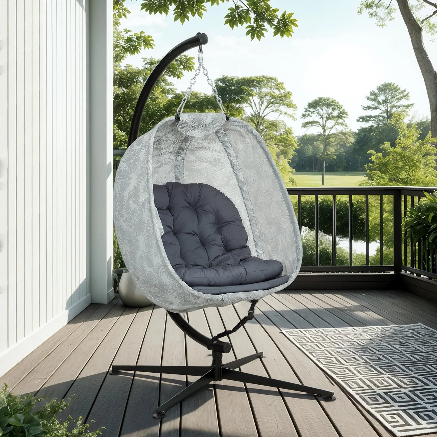 Nancy's Celico Loungestoel - Ei stoel - Hangstoel - Schommelstoel - Grijs / Zwart