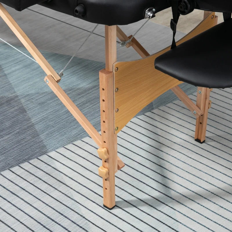 Nancy's Altopascio Massagetafel - Behandeltafel - Opvouwbaar - In hoogte verstelbaar - Zwart - Beukenhout / Kunstleer