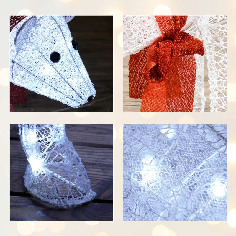 Nancy's Orsago Kerst Ijsberen - Kerstdecoratie - Kerstversiering Buiten - LED-Verlichting - Wit / Rood