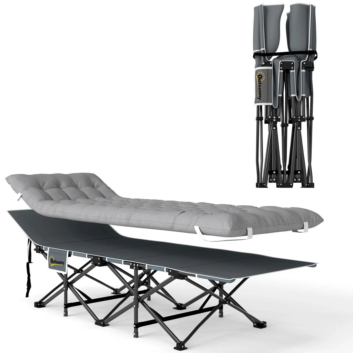 Nancy's Gattinara Stretcher - Campingbed - Veldbed - Grijs - ± 190 x 65 x 35 cm