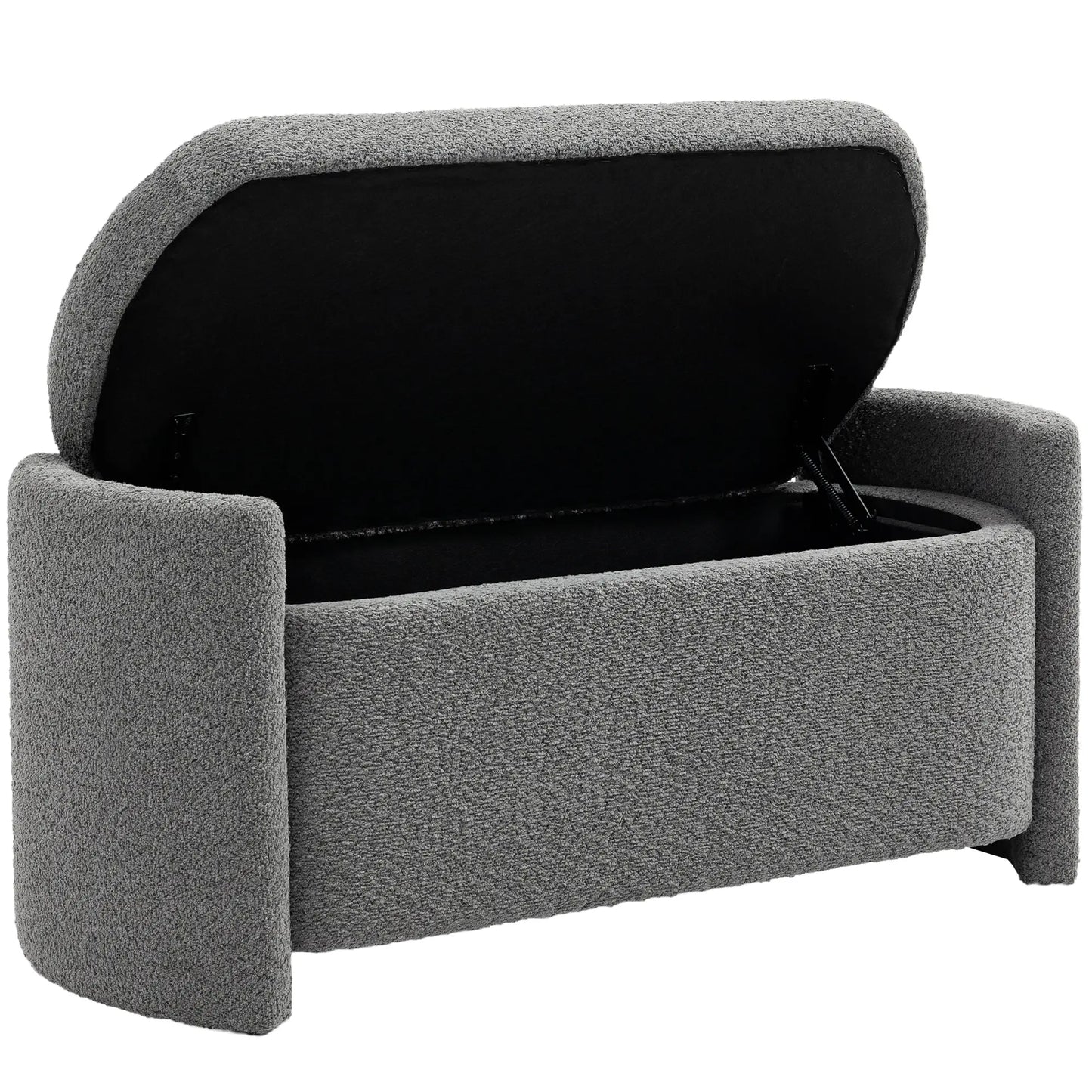 Nancy's Ferriere Opbergbank - Poef met Opbergruimte - Grijs - Teddyfluweel - ± 105 x 45 x 45 cm