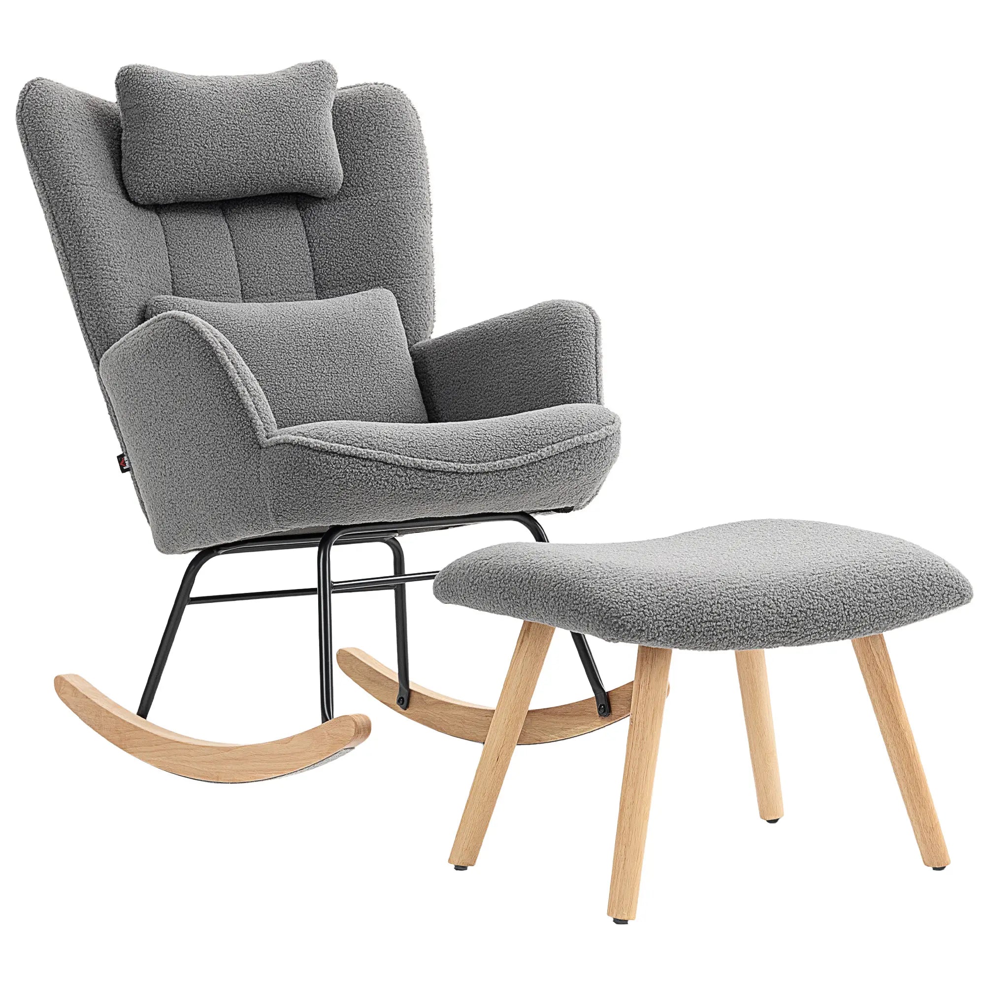 Nancy's Malcesine Schommelstoel - Relaxstoel - Relaxfauteuil - Grijs - Fleece