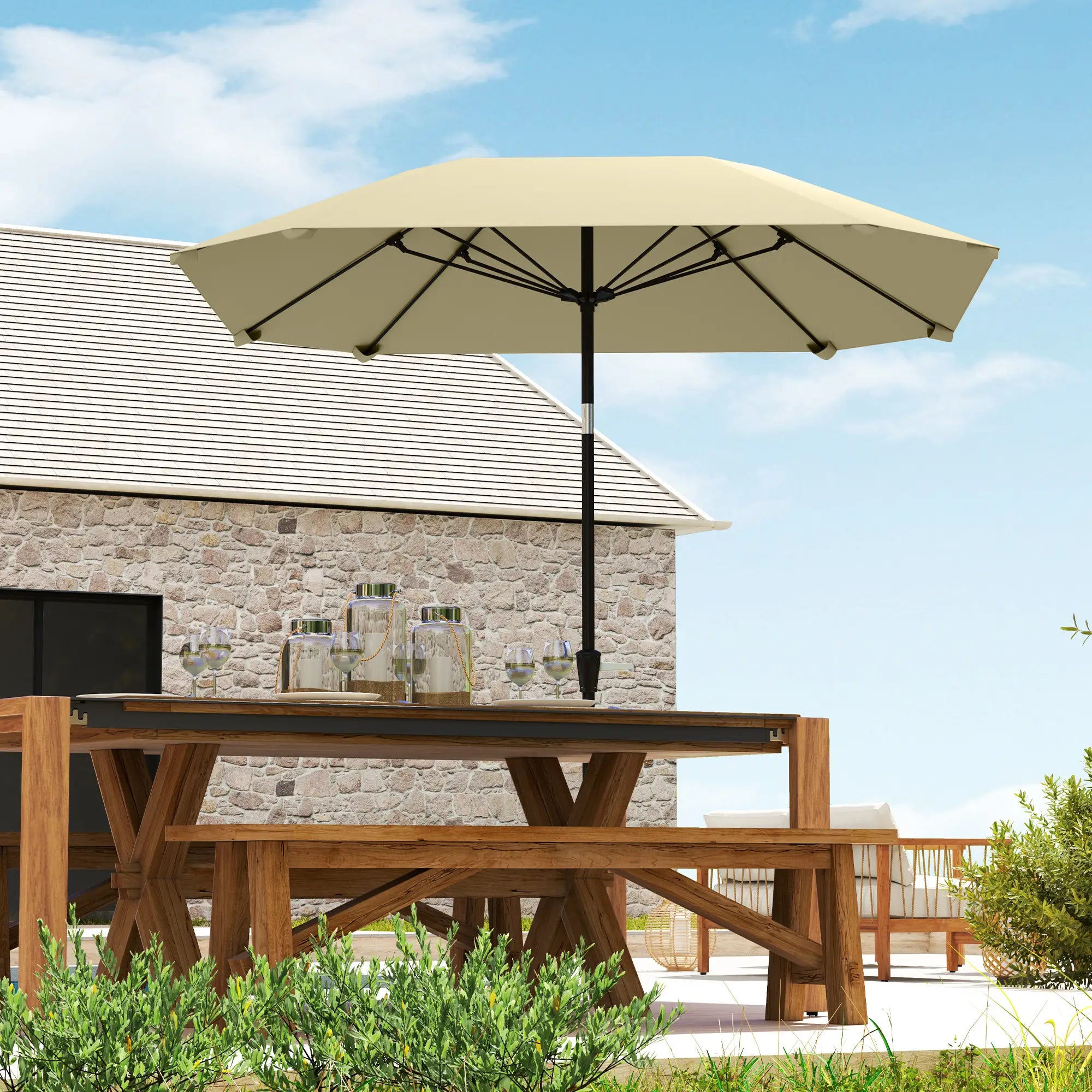 Nancy's Freiria Parasol - Tuinparasol - Kantelbaar - Beige - ± Ø 230 cm
