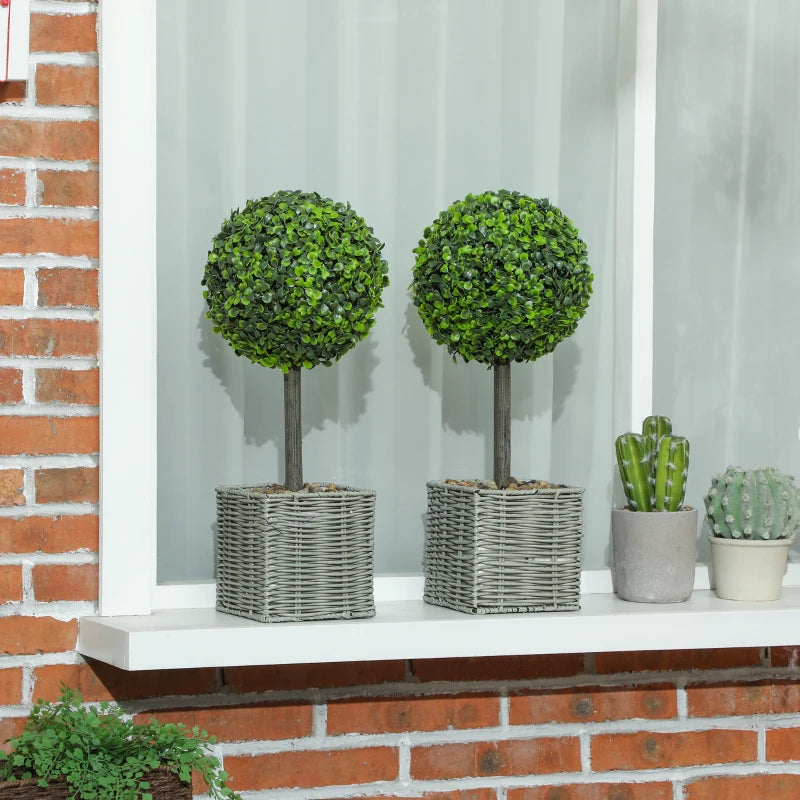 Nancy's Meina Kunstplanten - Kunst buxussen - Buxus - Set van 2 - Groen - 50 cm hoog