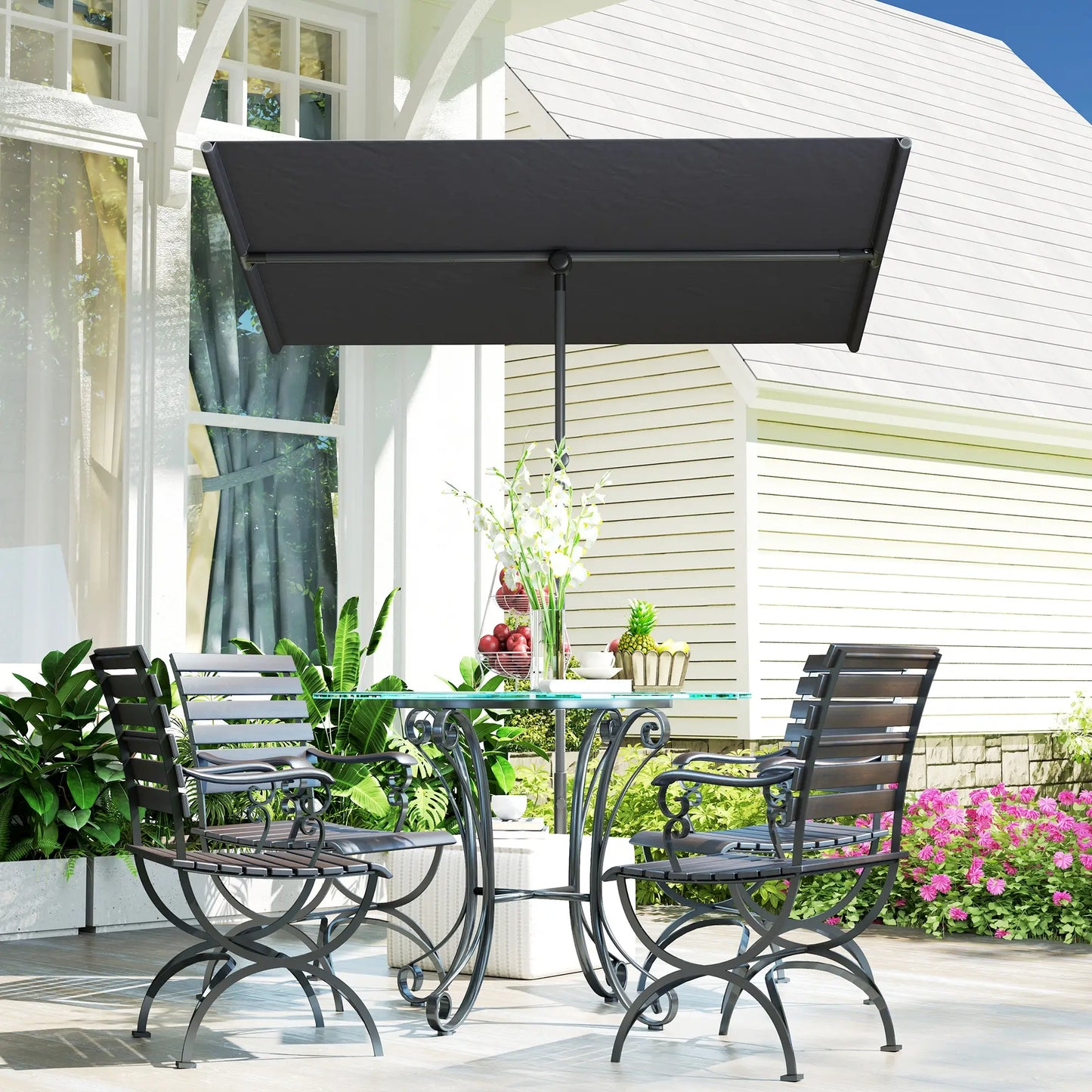Nancy's Crecchio Parasol - Tuinparasol - Verstelbaar - Grijs - 150 x 205 x 120-215 cm