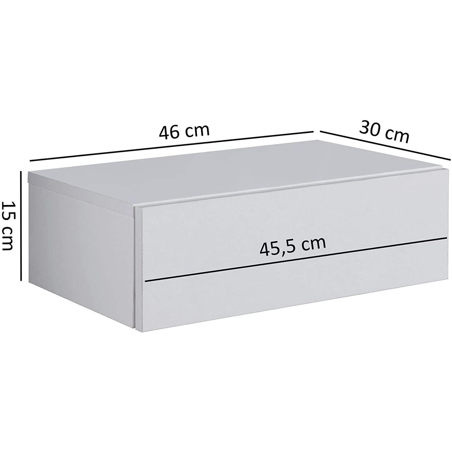 Nancy's Lamalonga Zwevend Nachtkastje - Zwevende lade - Wit - ± 45 x 30 x 15 cm