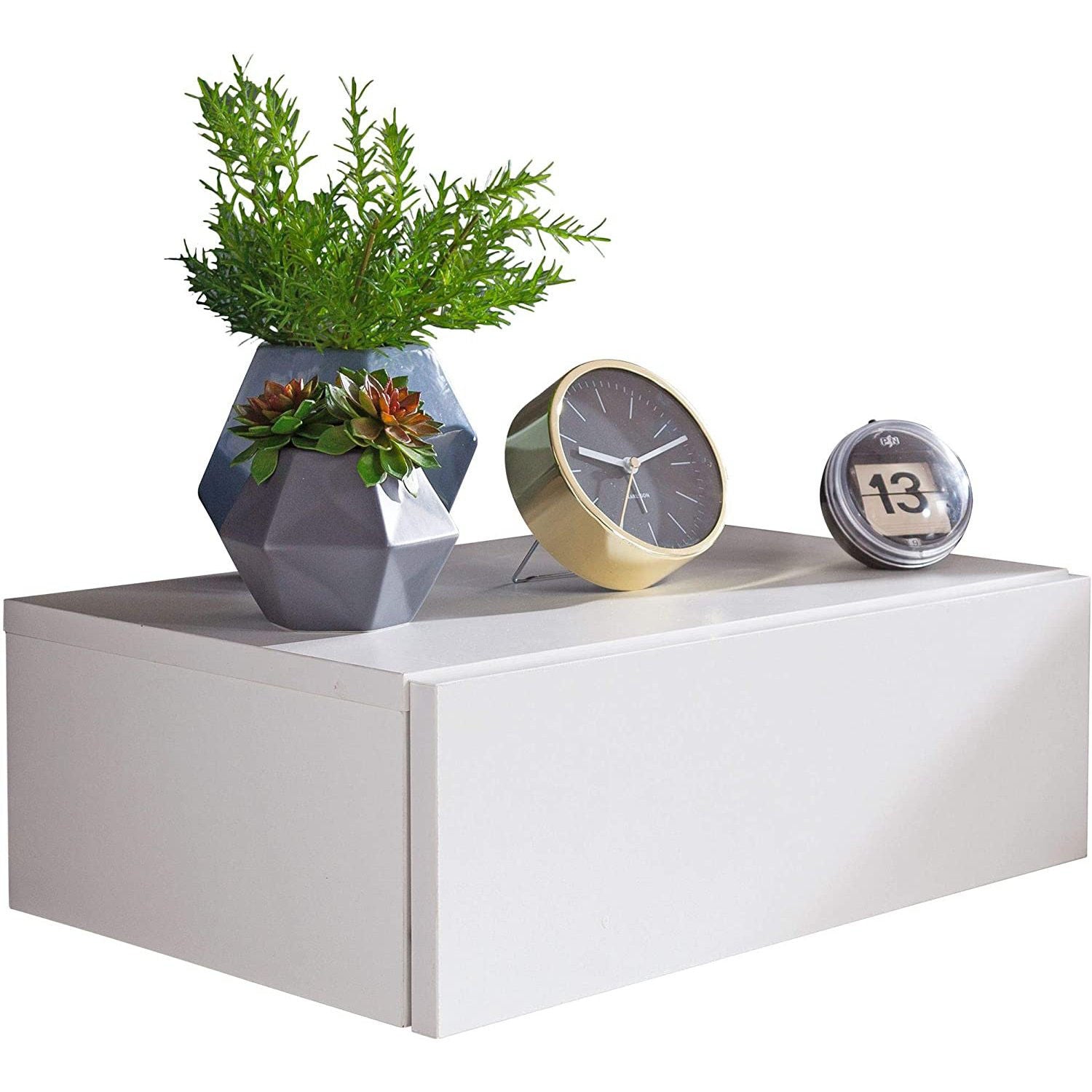 Table de chevet flottante Nancy's Lamalonga - Tiroir flottant - Blanc - ± 45 x 30 x 15 cm