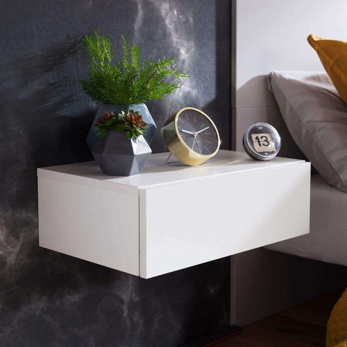 Table de chevet flottante Nancy's Lamalonga - Tiroir flottant - Blanc - ± 45 x 30 x 15 cm