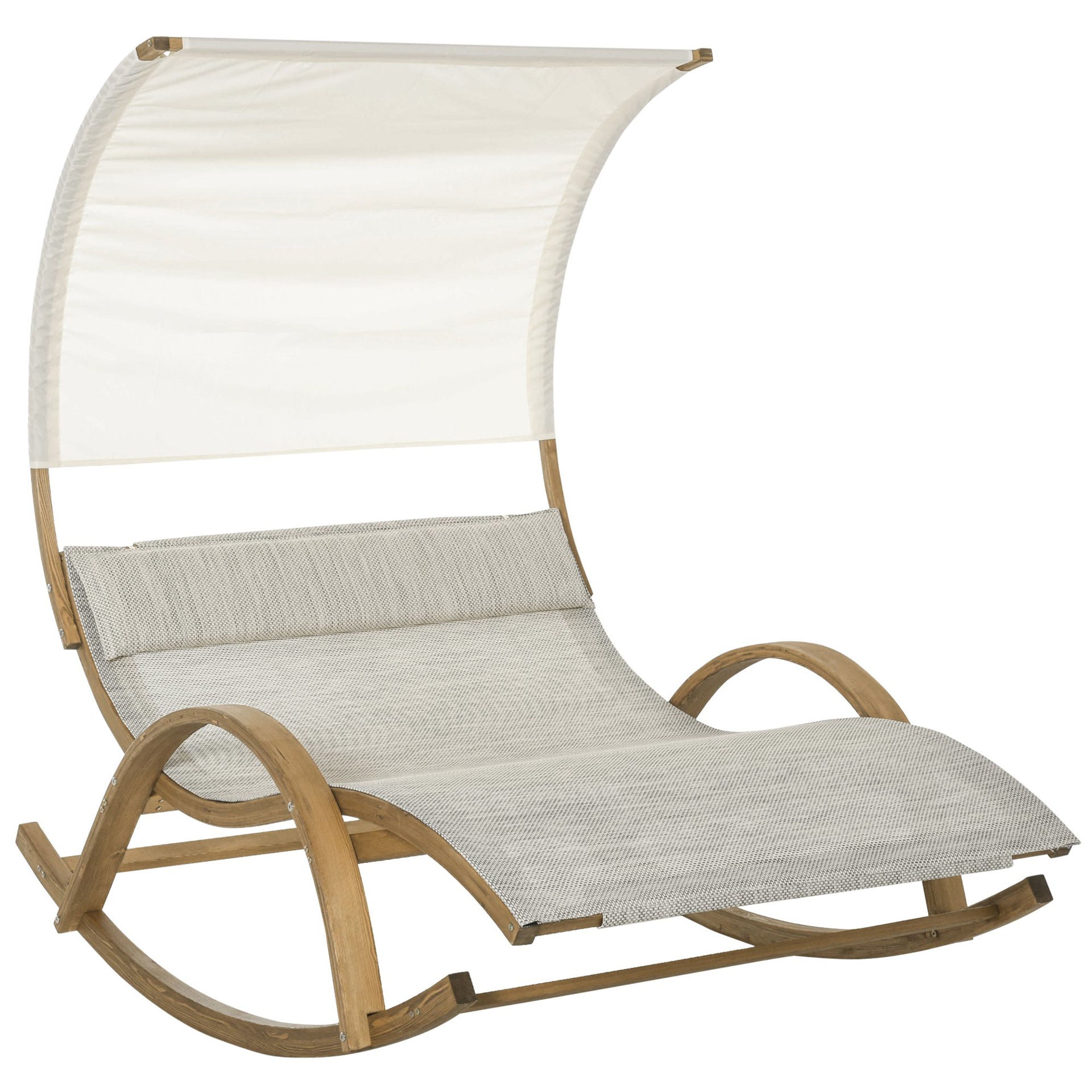 Nancy's Steamboat Schommelstoel - Relaxstoel - Dak Lariks - Larikshout - Grijs/Wit - 190 x 135 x 185 cm