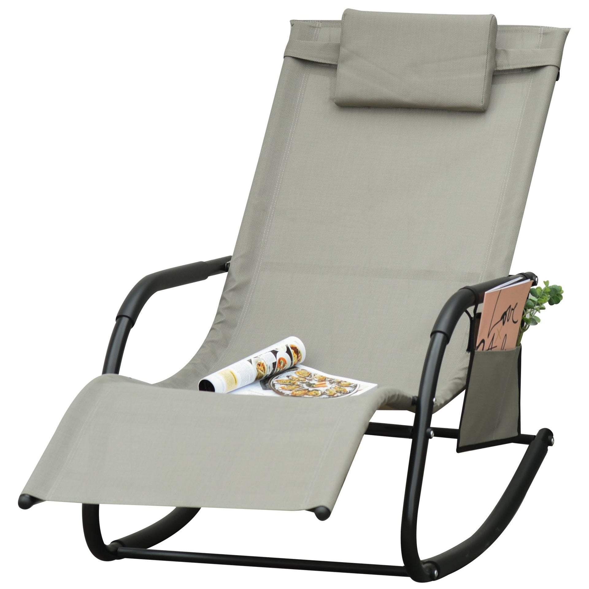 Nancy's Fort Walton Beach Schommelstoel - Tuinstoel - Metaal - Zwart/Lichtgrijs - 150 x 62 x 88 cm