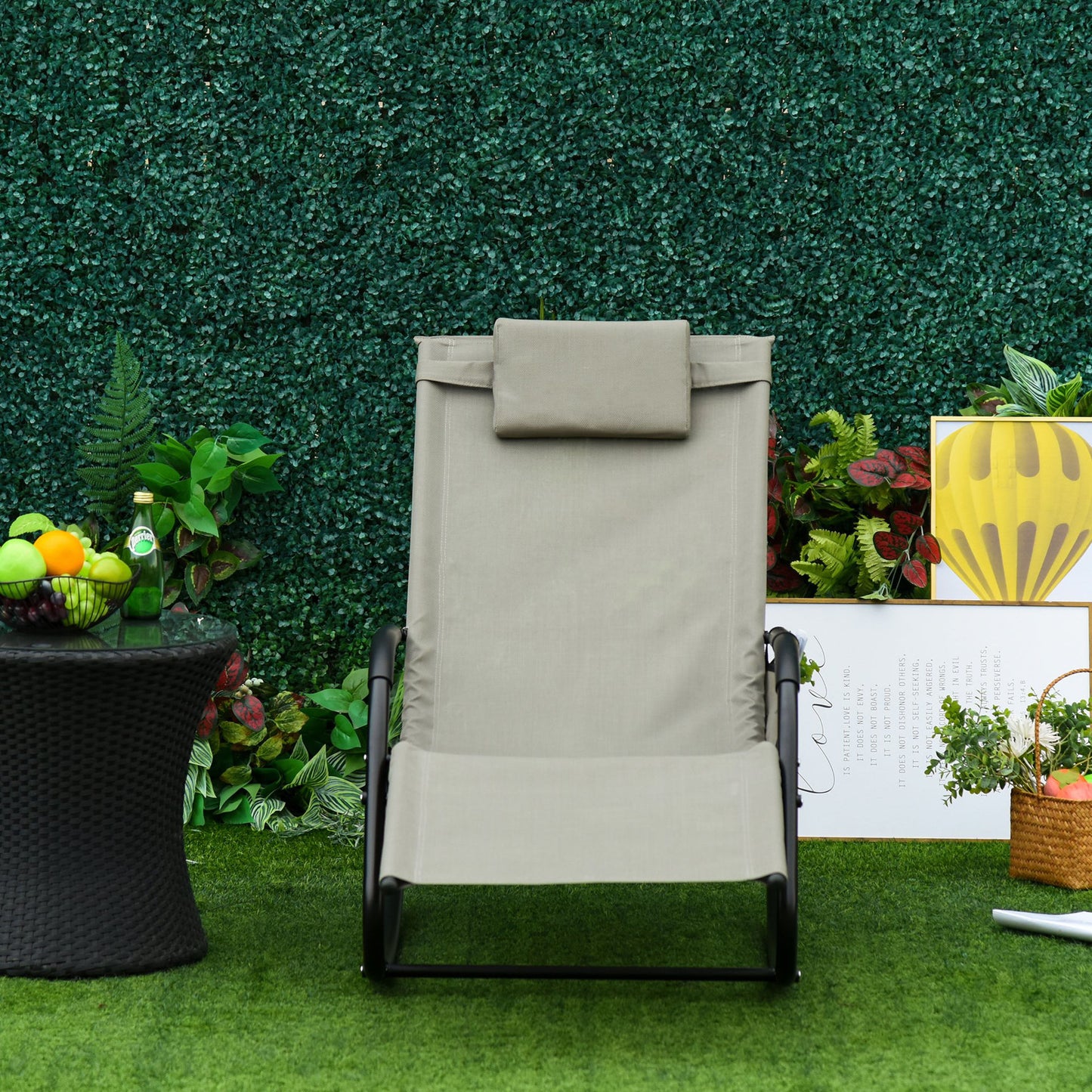 Nancy's Fort Walton Beach Schommelstoel - Tuinstoel - Metaal - Zwart/Lichtgrijs - 150 x 60 x 90 cm