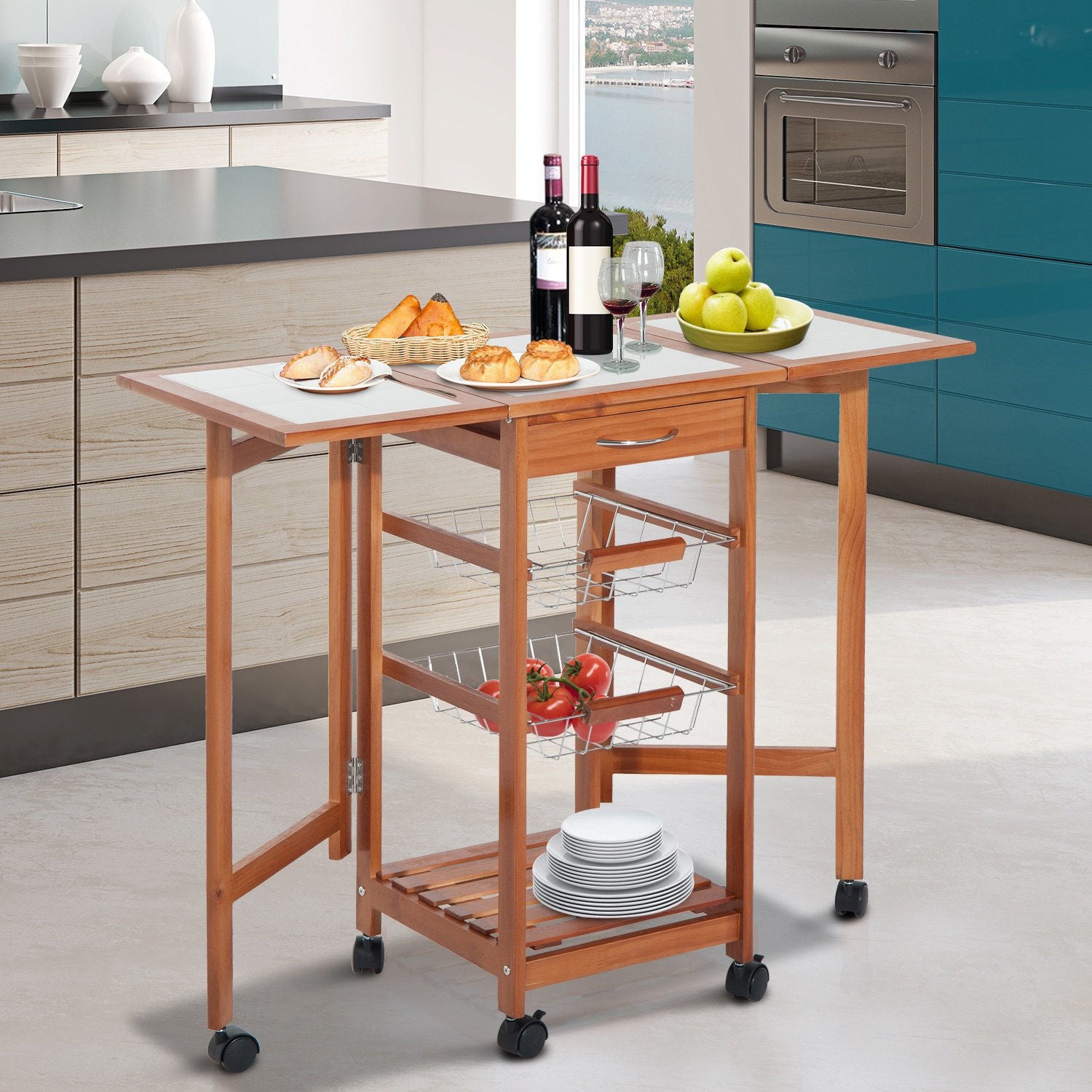 Nancy's Springfield Kitchen trolley - Kitchen trolley - Serving trolley - Wood - Honey colored