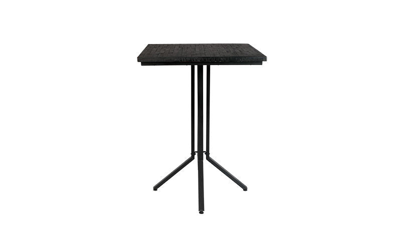 Nancy's Valley Falls Bar Tafel - Industrieel - Zwart - Teak, Staal, Multiplex - 75 cm x 75 cm x 110 cm