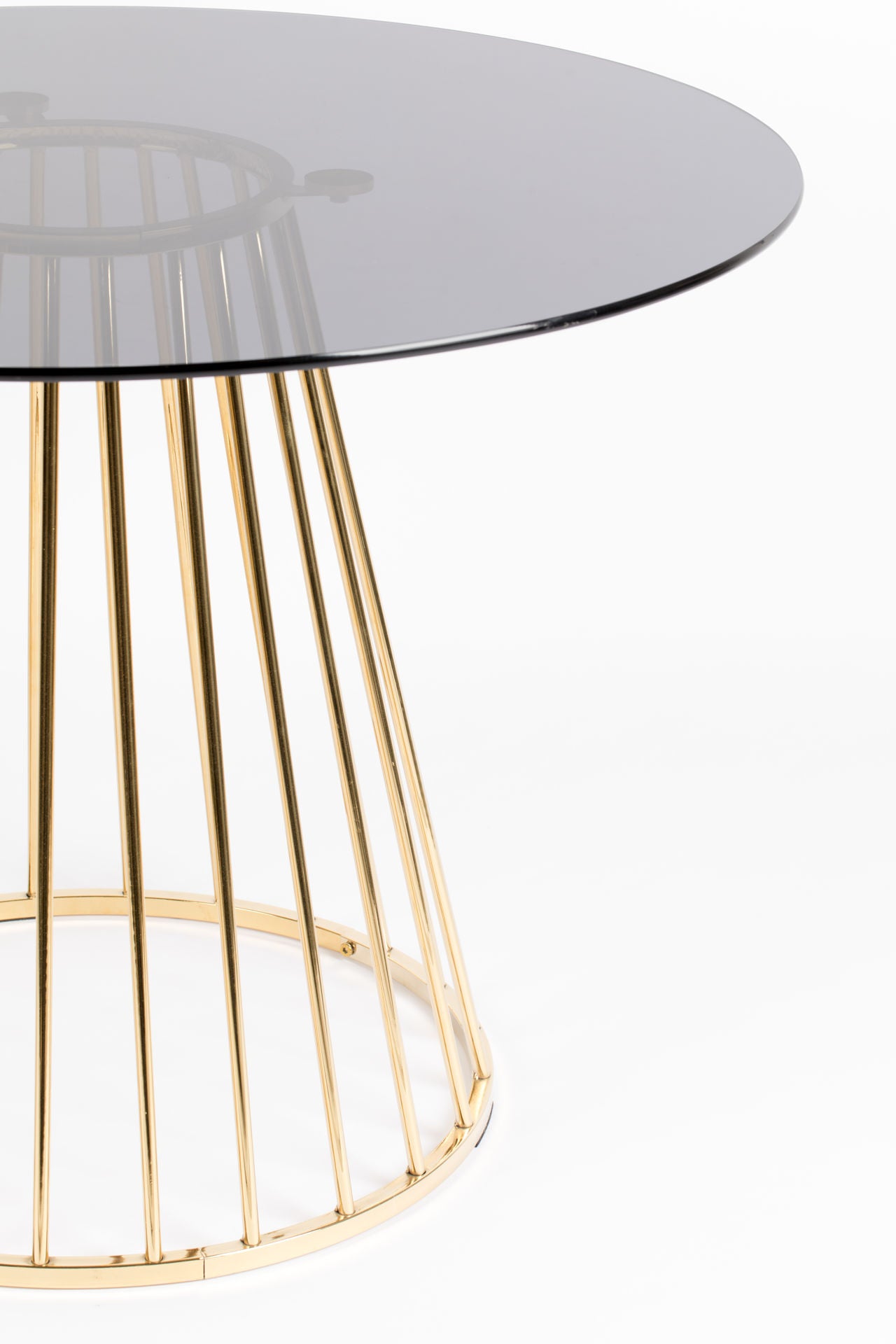 Nancy's Gering Eettafel - Eetkamertafel - Keukentafel - Goud - Glas / Staal - ± Ø 105 x 75 cm
