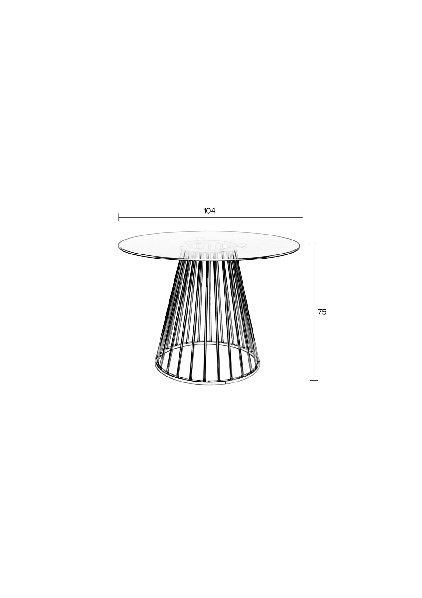 Nancy's Gering Eettafel - Eetkamertafel - Keukentafel - Goud - Glas / Staal - ± Ø 105 x 75 cm