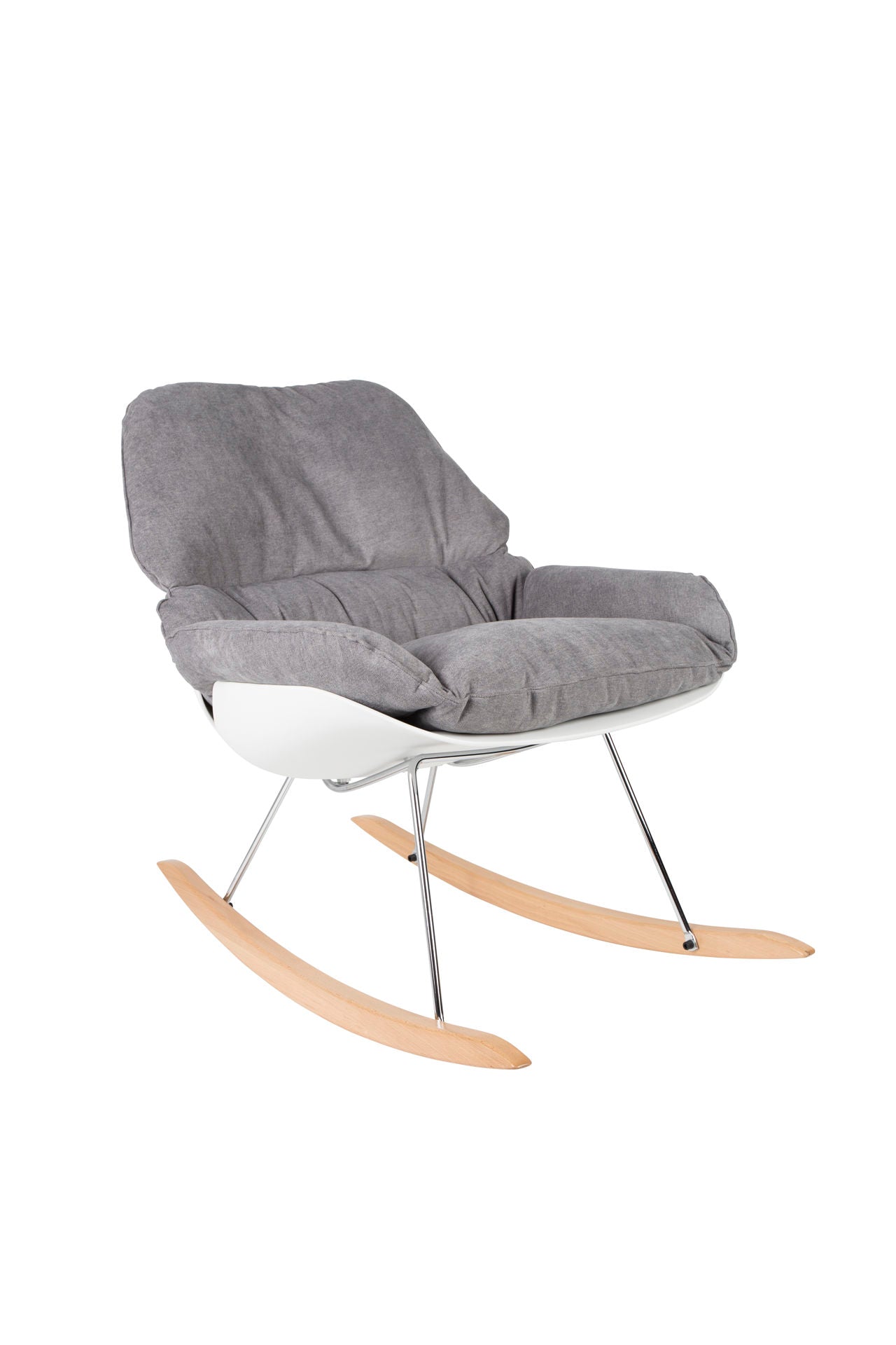 Nancy's East Renton Highlands Lounge Chair - Modern - Grijs, Wit, Naturel - Polypropyleen, Schuim, Hout - 98 cm x 76 cm x 84 cm
