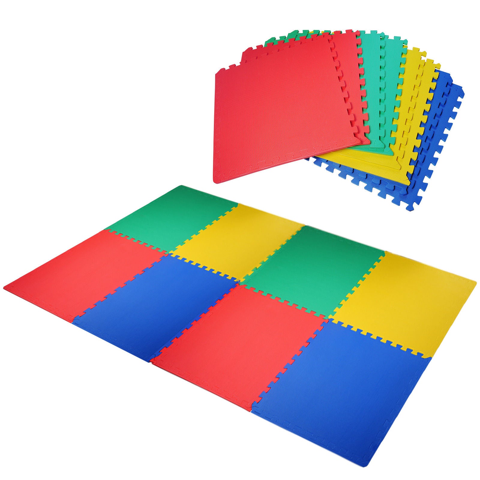 Nancy's Rowans Speelmat - Groen, Blauw, Geel - Schuim - 23,62 cm x 23,62 cm x 0,47 cm