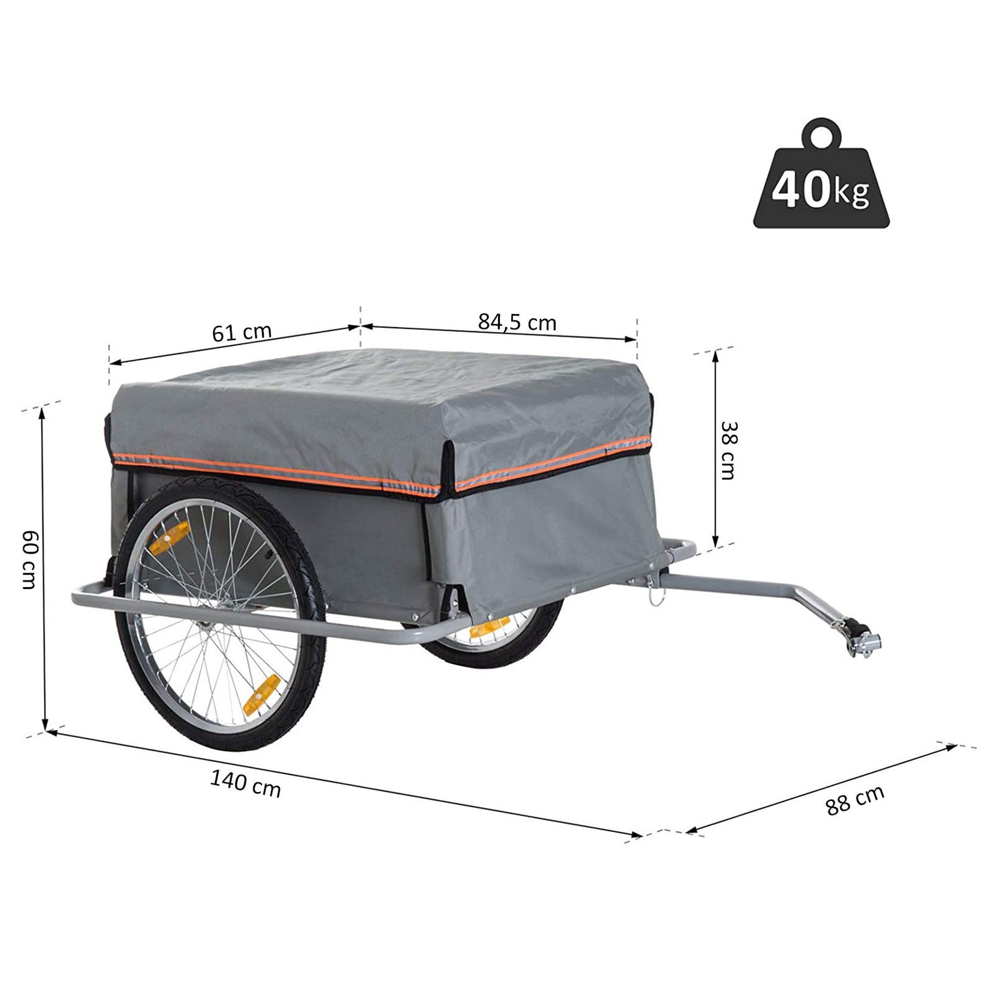 Nancy's Taitts Fietskar - Fiets aanhangwagen - Grijs - ± 140 x 90 x 60 cm