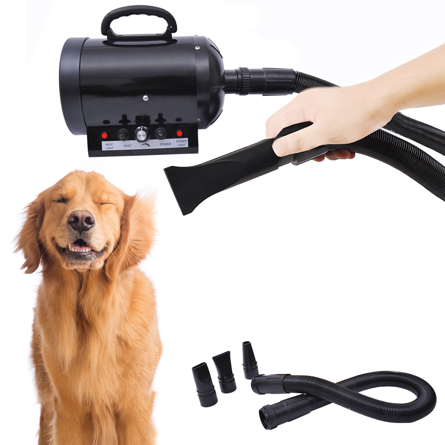 Nancy's The House Professional Hondendroger,  Professionele hondenföhn, huisdierföhn Fluisterend 2800W Metaal Zwart