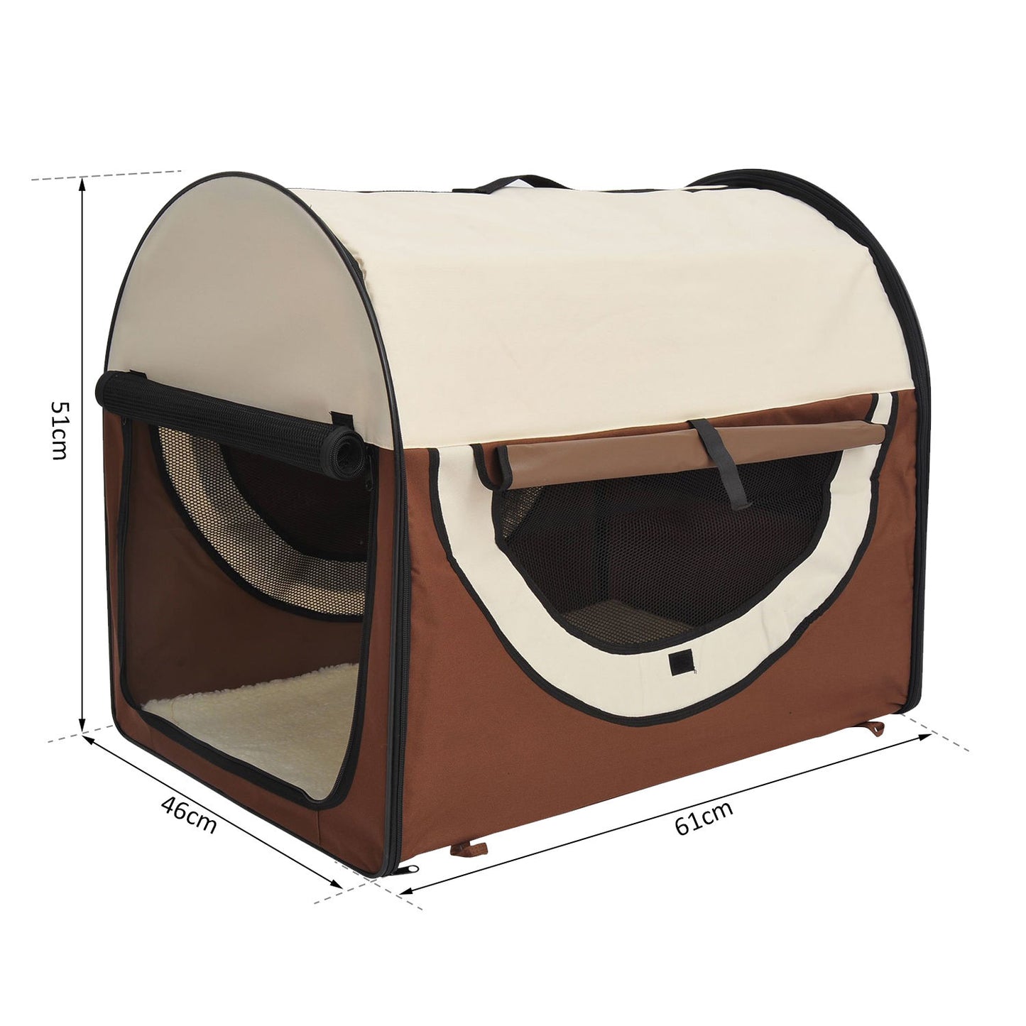 Nancy's Welch Town Opvouwbare Hondentransportbox - Bruin - Stof, Pvc, Staal - 24,02 cm x 18,11 cm x 20,08 cm