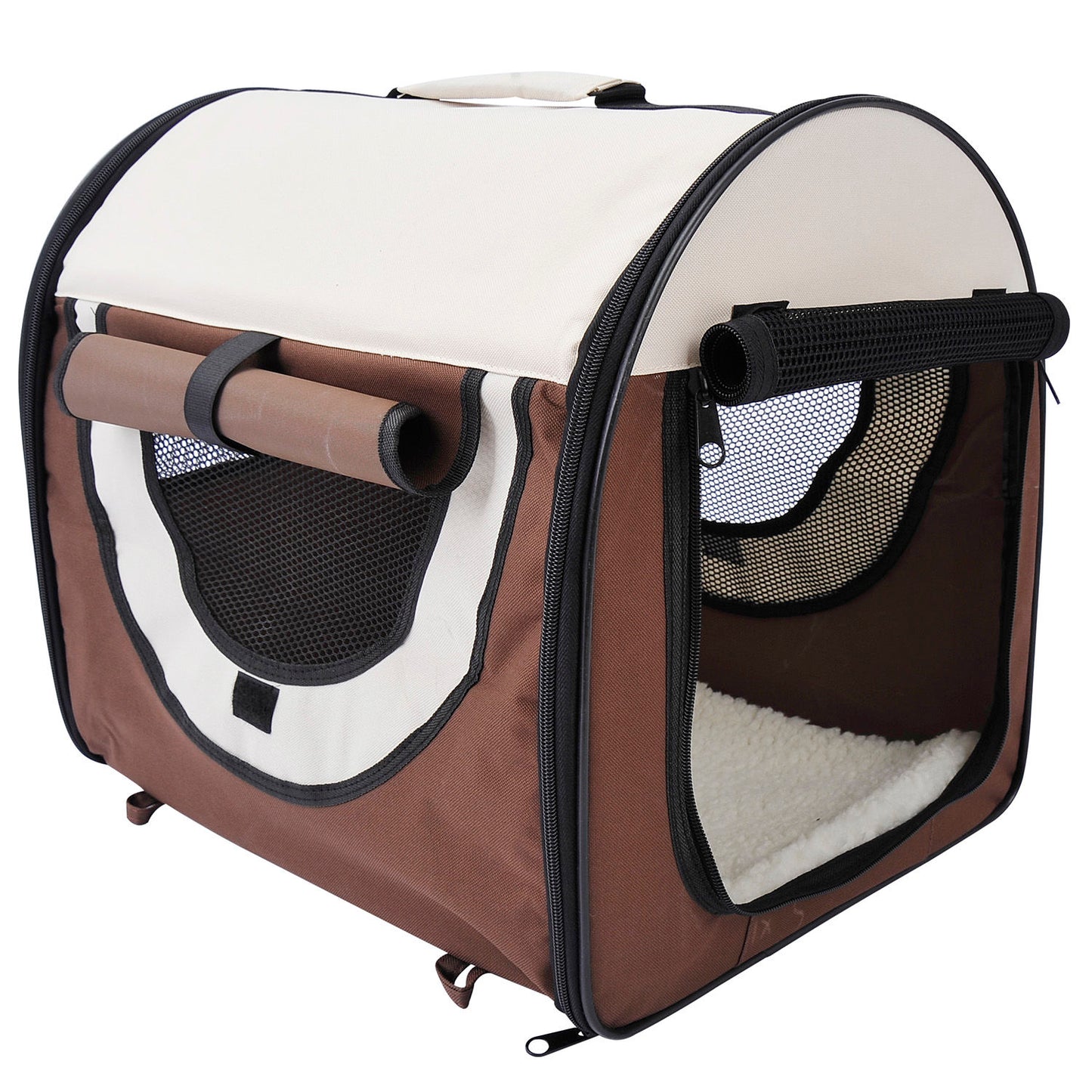 Nancy's Welch Town Opvouwbare Hondentransportbox - Bruin - Stof, Pvc, Staal - 24,02 cm x 18,11 cm x 20,08 cm
