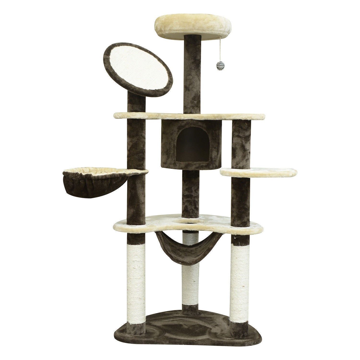 Arbre à chat Nancy's Whitehaven - Arbre grimpant - Maison pour chat - Marron - Peluche - ± 65 x 50 x 155 cm