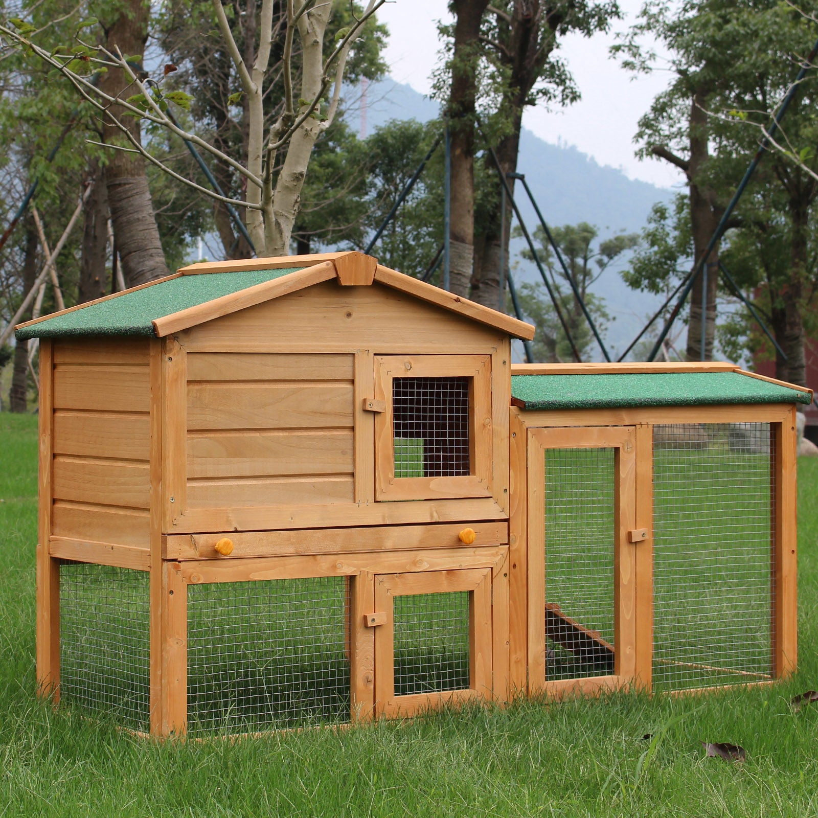 Clapier pour lapins Wildey de Nancy - Vert - Bois - 57,09 cm x 17,72 cm x 33,46 cm
