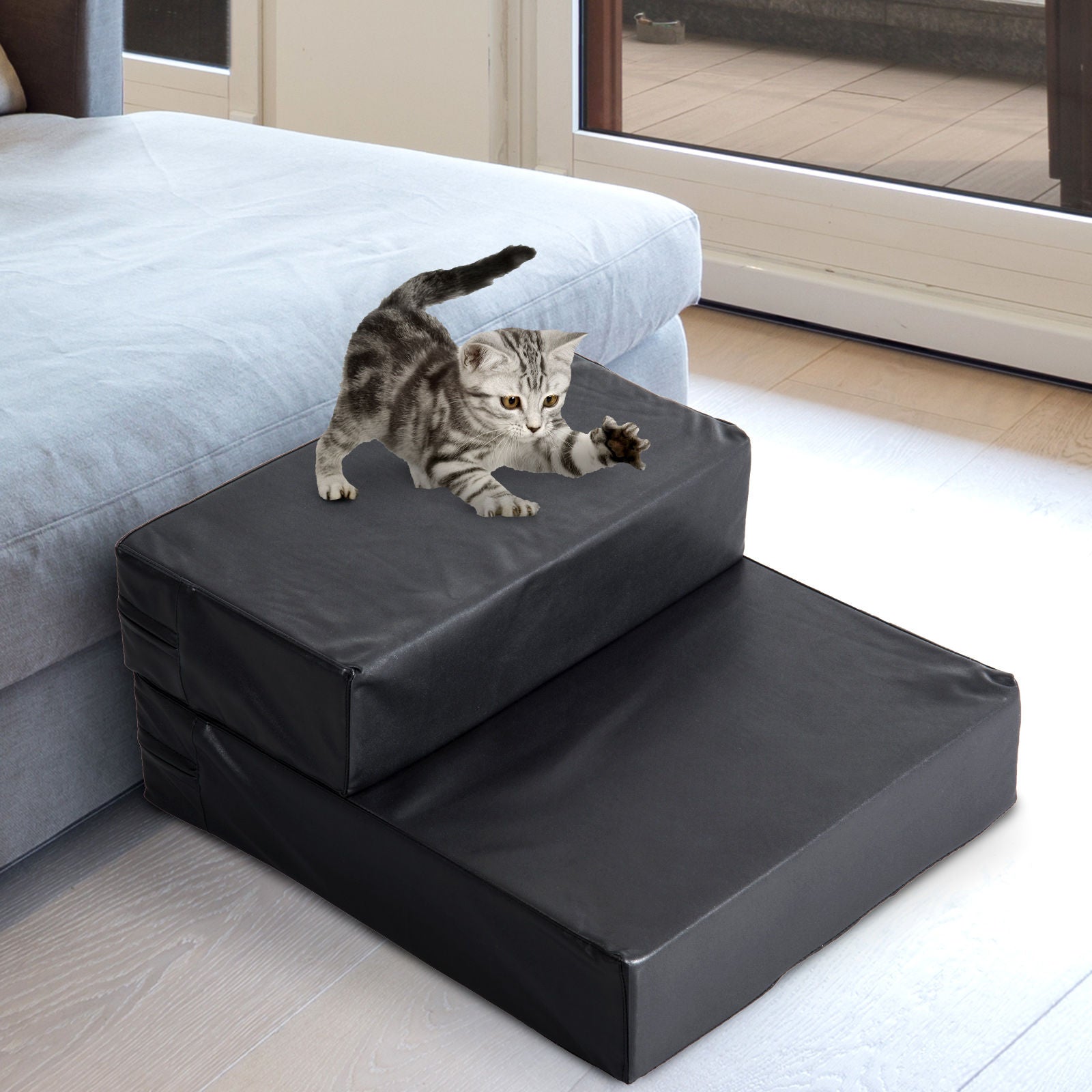 Nancy's Warrens Hondentrap Huisdiermat 2 treden Opvouwbare hondentrap Trapmat voor katten en honden