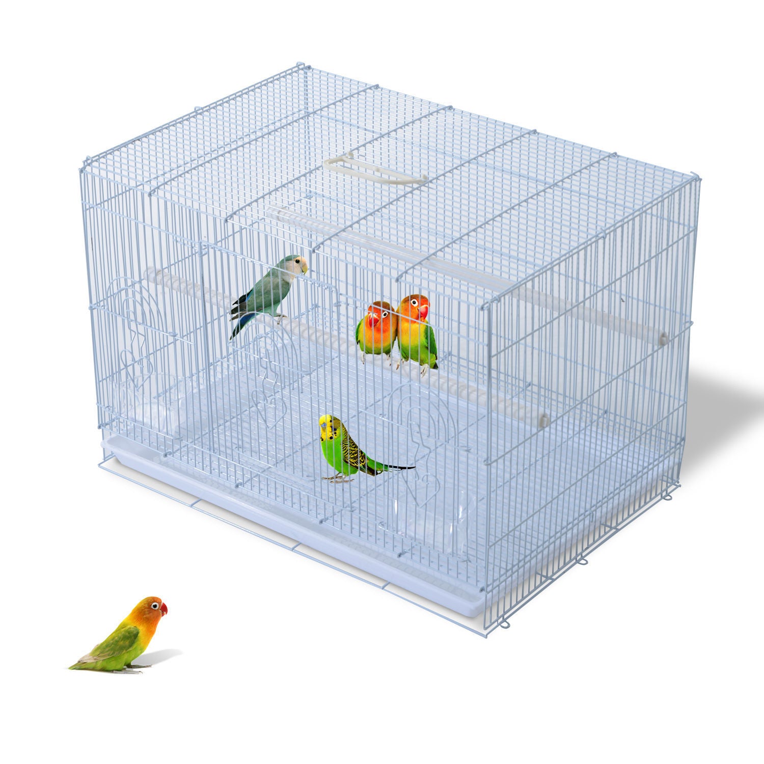Nancy's America Vogelkooi - Wit - Metaal, Pp - 23,62 cm x 16,41 cm x 16,41 cm
