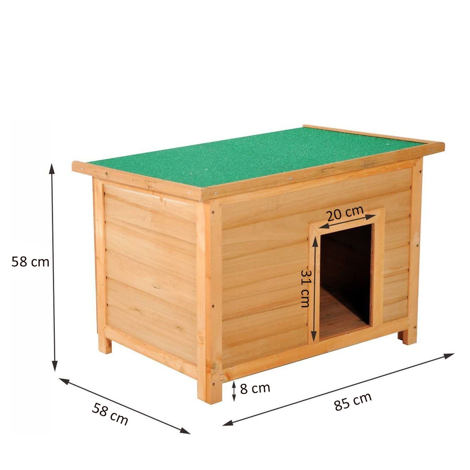 Nancy's Bar River Dog House - Bruin, Groen - Firwood - 33,46 cm x 22,83 cm x 22,83 cm