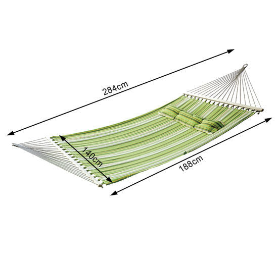 Nancy's Bark Log Hangmat Hangbed - Groen, Geel, Whiet - Katoen, Metaal, Hout - 111,81 cm x 55,11 cm x cm