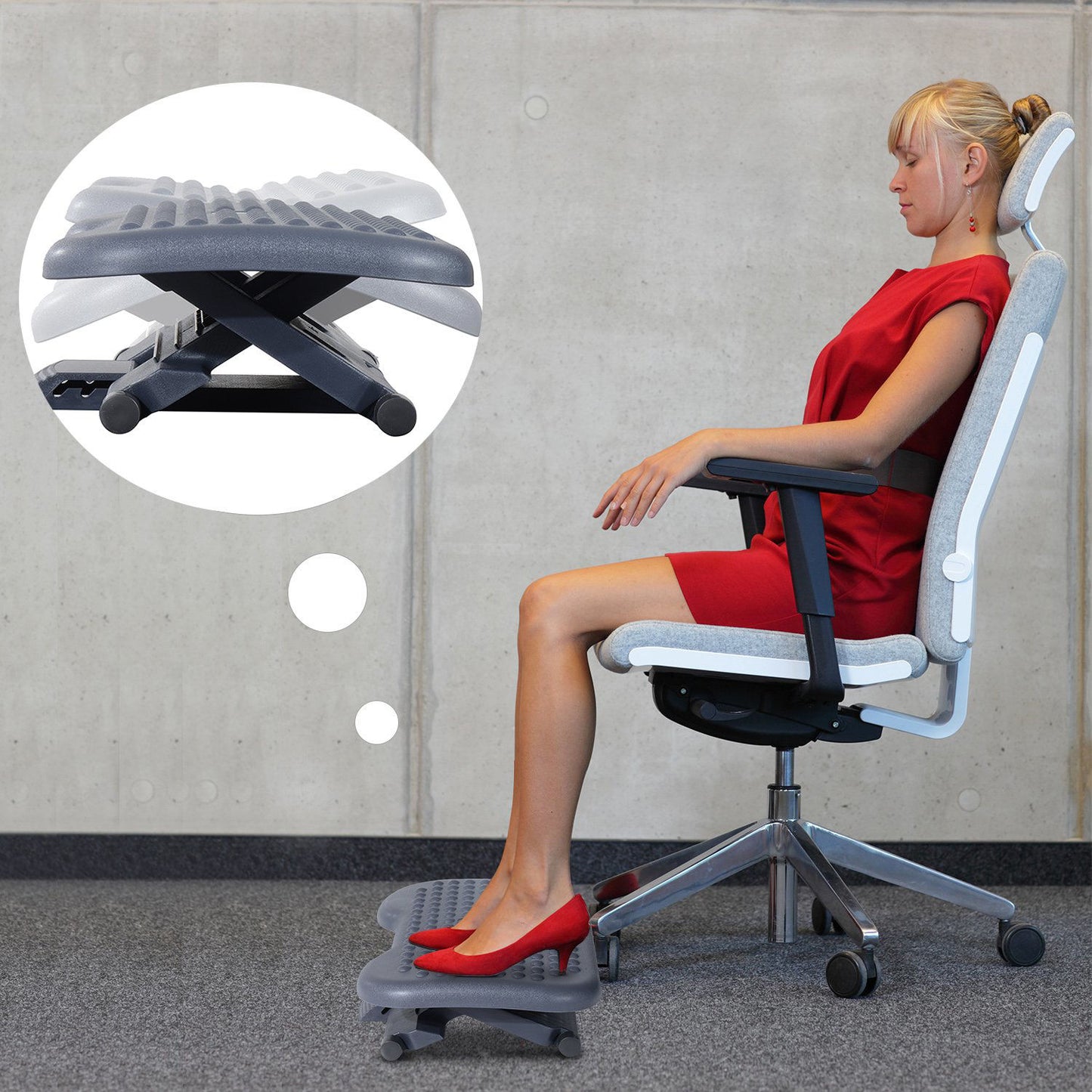 Nancy's Bob Eiley Voetsteun - Massagevoetsteun - Verstelbaar - Ergonomisch - Grijs