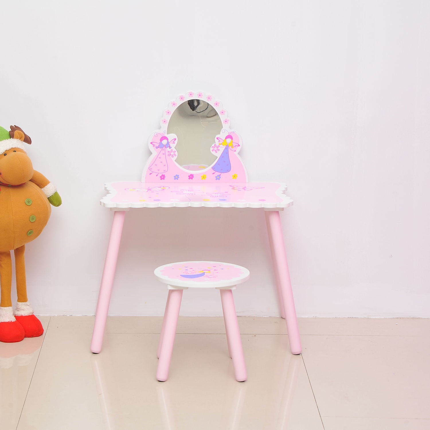 Nancy's Boom Ferry Kinderkleedtafel - Roze - Dennenhout, Gefabriceerd Hout - 23,22 cm x 15,35 cm x 32,28 cm