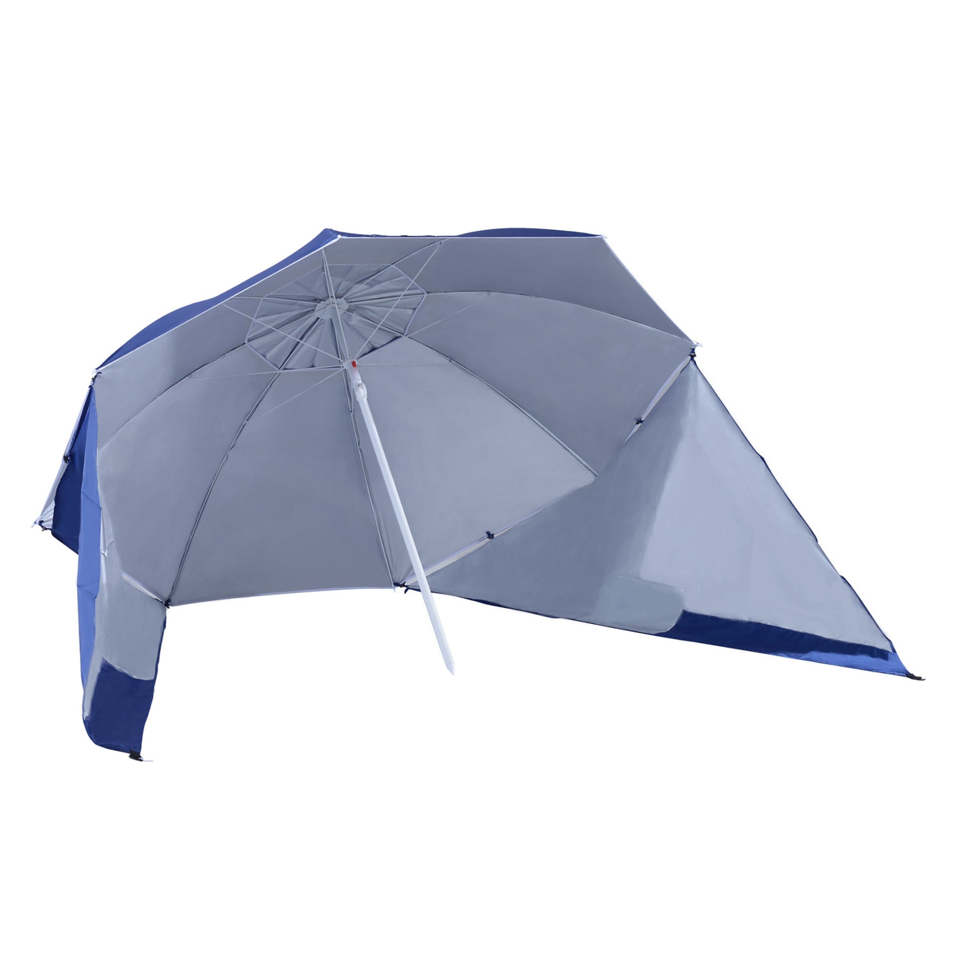 Nancy's Bracilete Parasol Met Parasolstok - Zonnescherm -  Blauw, Wit - Ø 210 cm