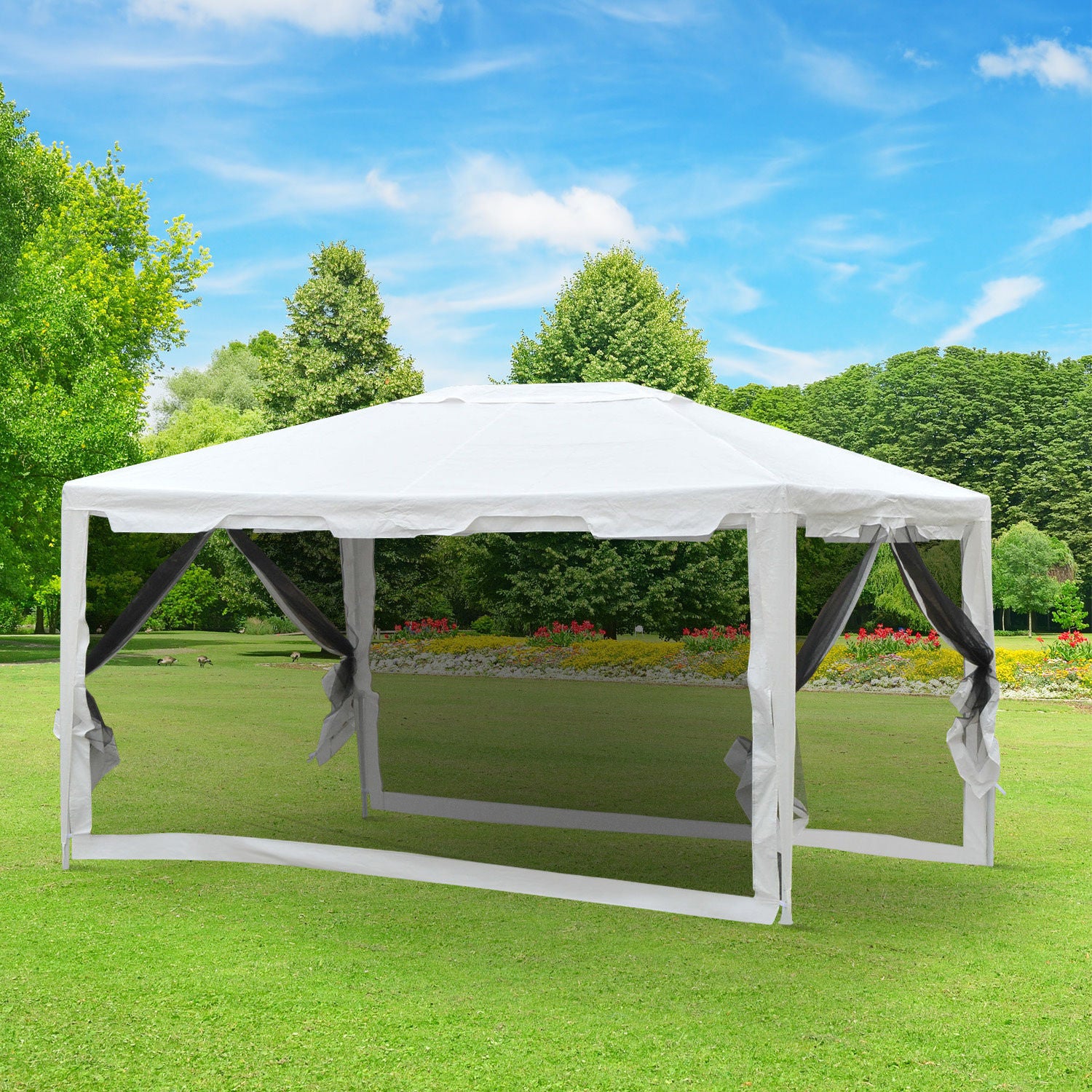 Nancy's Caledonia Pavilion Party Tent - Wit, Zwart - Metaal, Pe - 155,51 cm x 116,14 cm x 100,39 cm