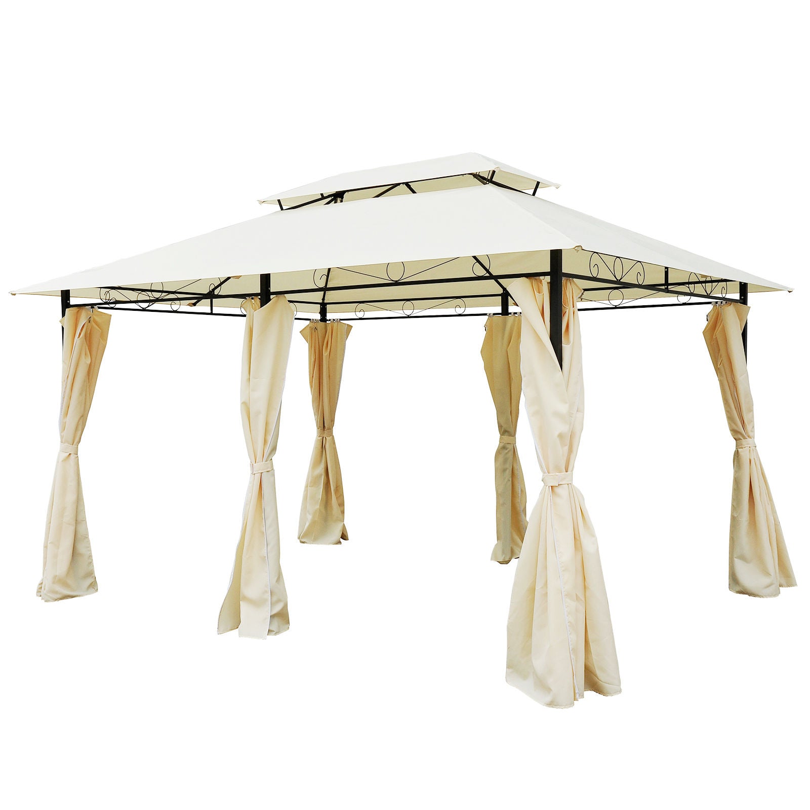 Nancy's Camp Eight Garden Pavilion - Wit, Zwart - Staal, Polyester - 157,48 cm x 118,11 cm x 104,33 cm