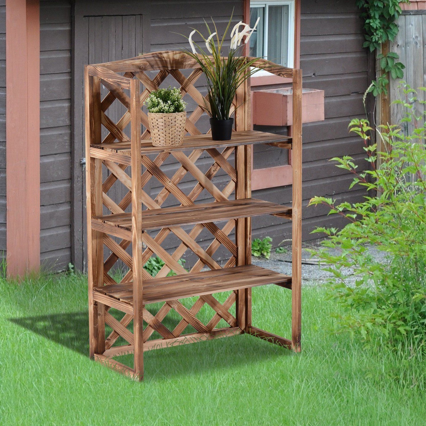 Nancy's Camps Plantenrek - Bloementrap - Plantentrap - Bruin - Dennenhout - ± 75 x 40 x 120 cm