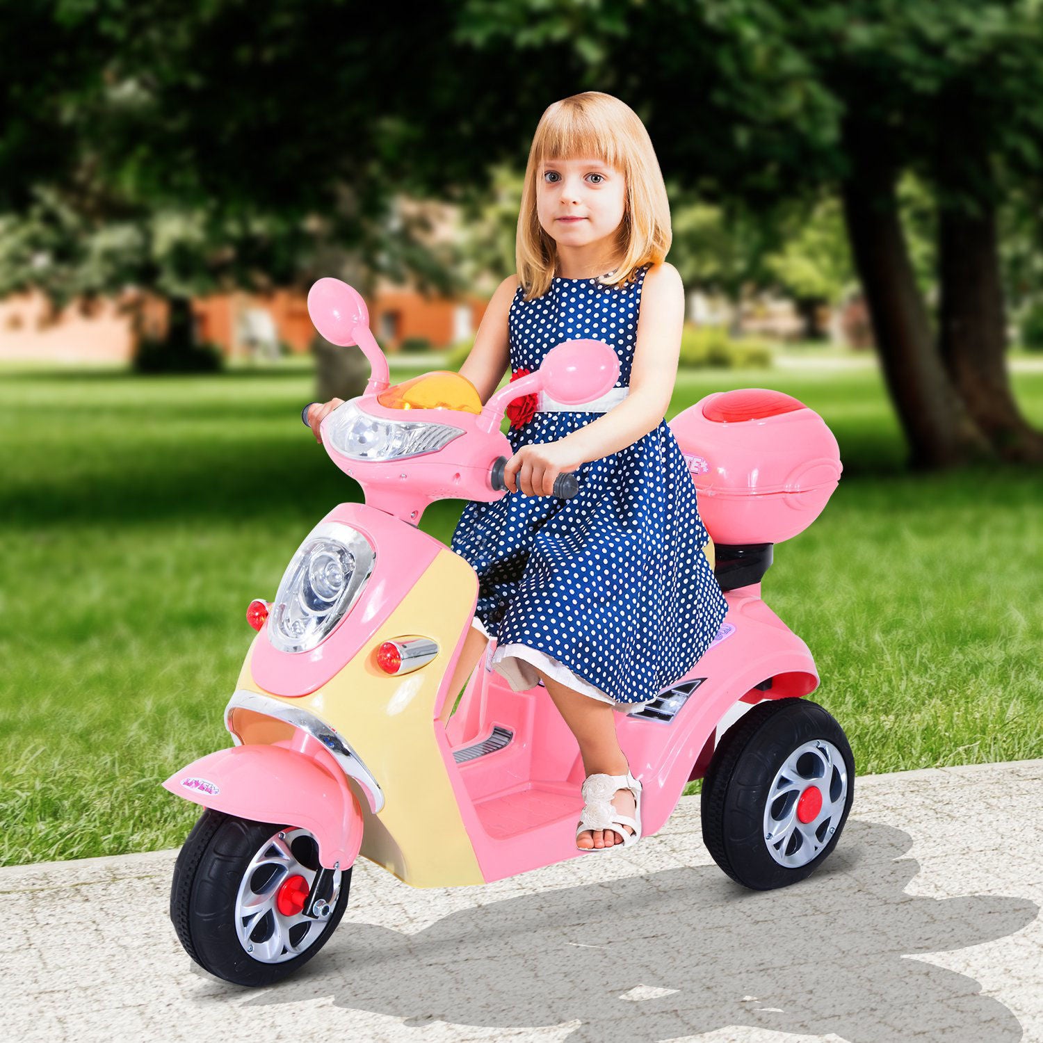 Nancy's Cay Corker Elektrische Kindermotor - Roze, Geel - L108 x B51 x H75cm