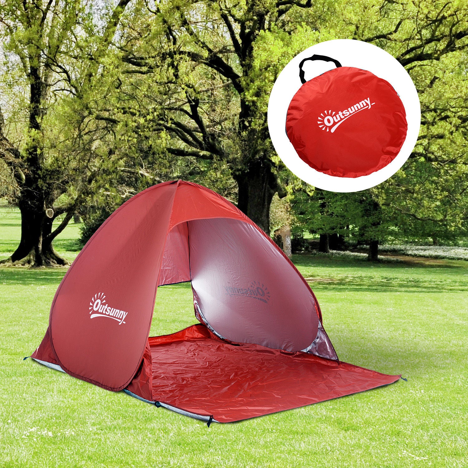 Nancy's Cedar Bank Kampeertent - Strandtent - Rood - ± 200 x 150 x 120 cm