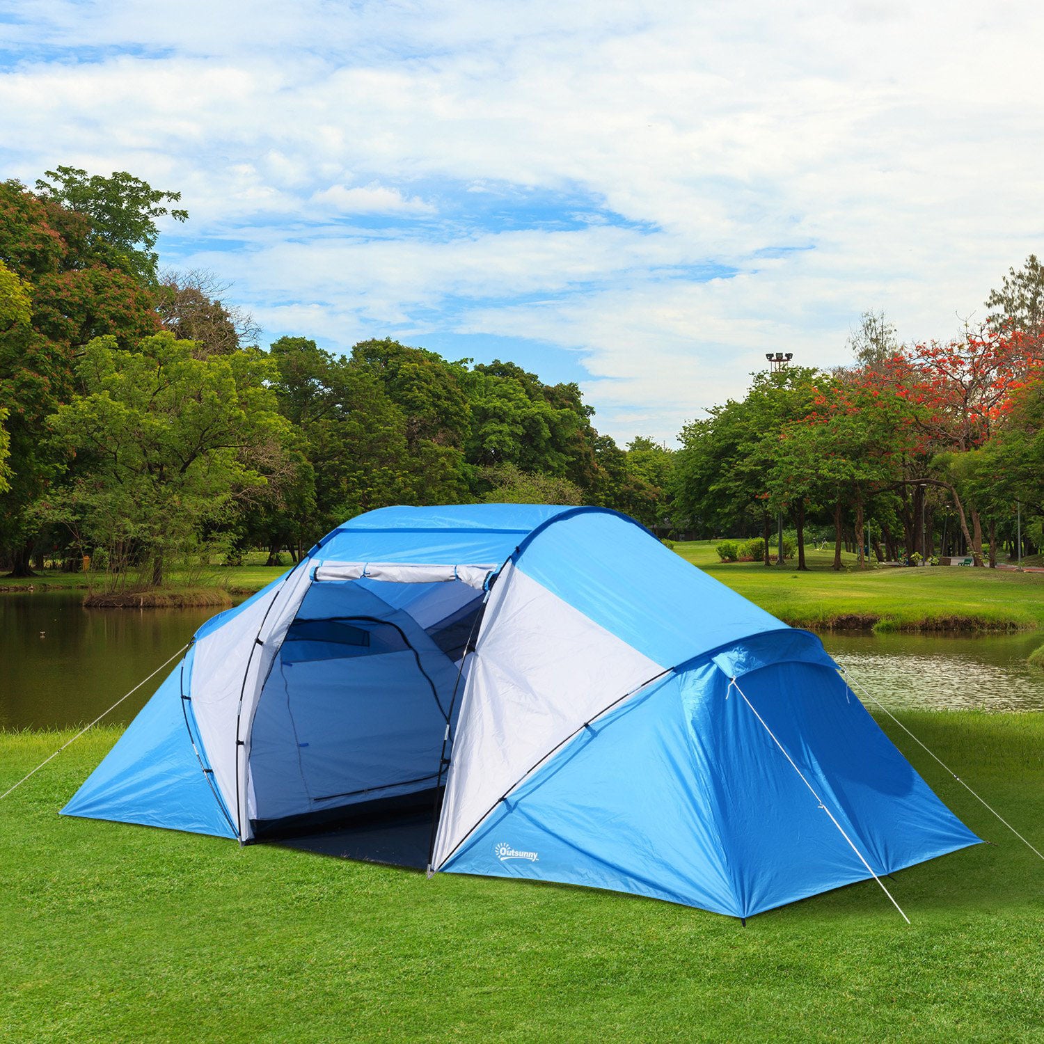 Nancy's Cristo Rey Kampeertent - Blauw, Wit - Taffeta, Glasvezel - 181,1 cm x 90,55 cm x 76,77 cm