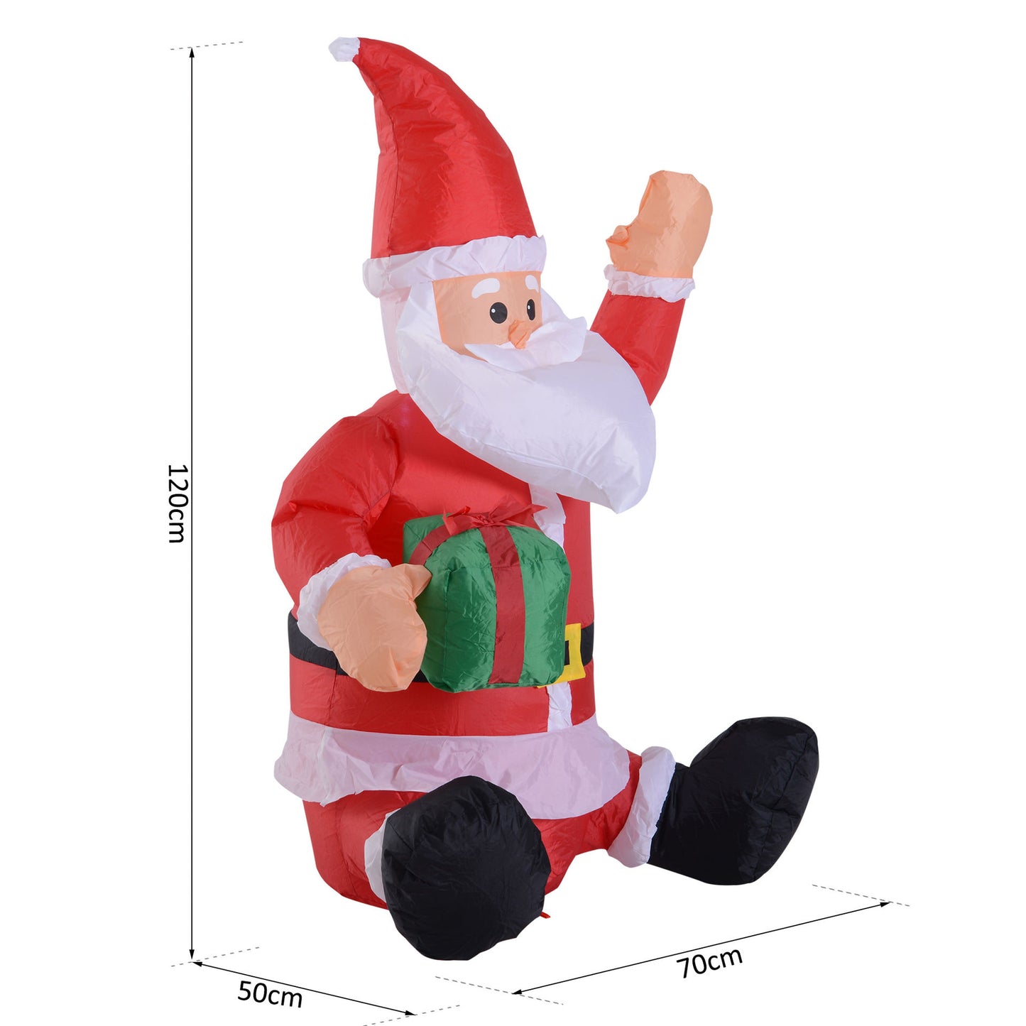 Nancy's El Brazo Opblaasbare LED Kerstman - Rood - Polyester